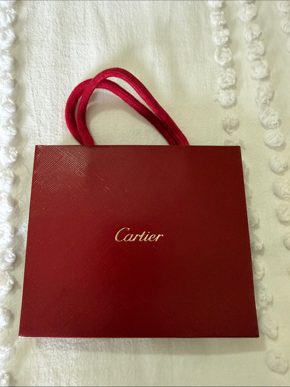 Cartier Red Tote Gift Bag with Gold Logo (small size)